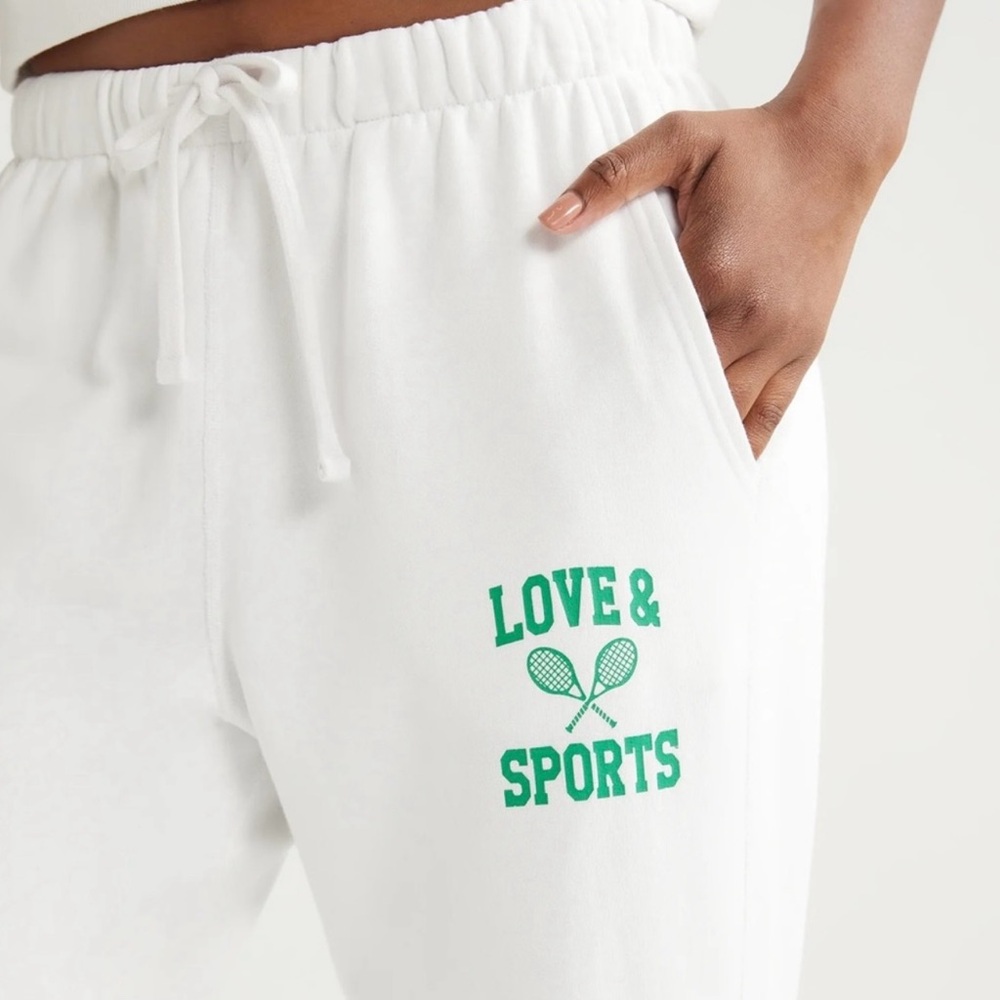 Love & Sports Women's White Joggers - Picture 1 of 4